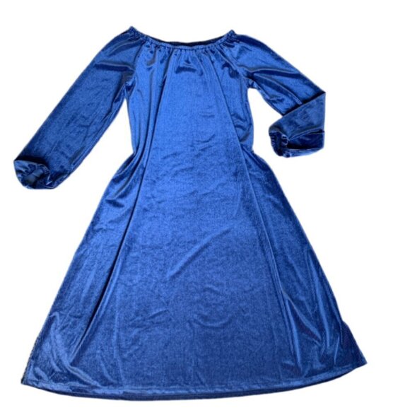 LuLaRoe Elegant Eve Ribbed Long Sleeve Dress Modest Party Sz S Blue #66K - Picture 6 of 9